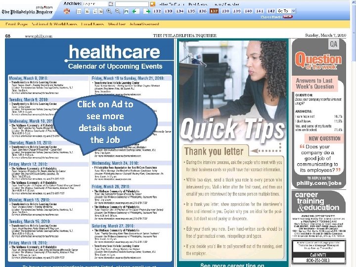 Click on Ad to see more details about the Job 