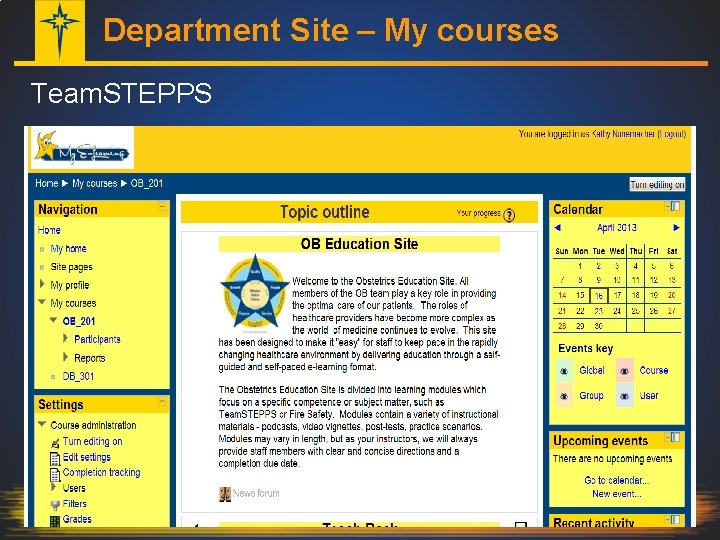 Department Site – My courses Team. STEPPS 