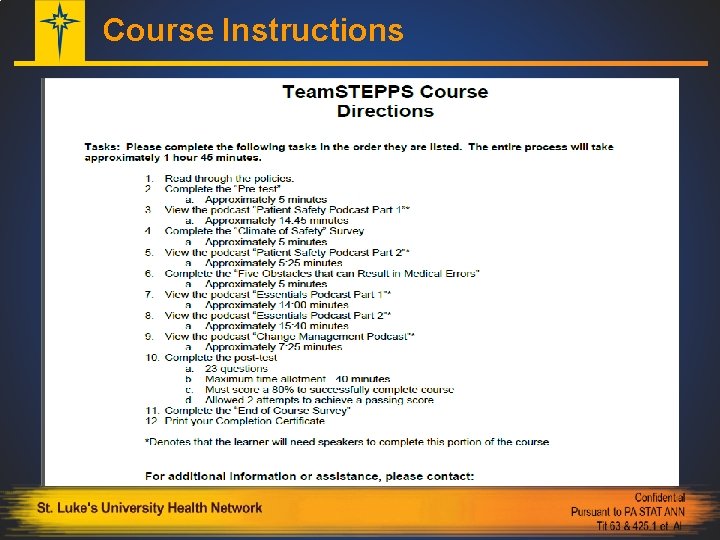 Course Instructions 