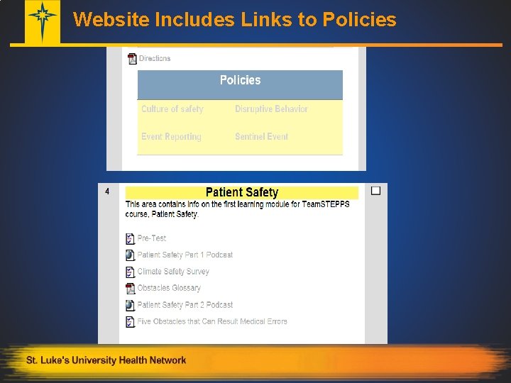 Website Includes Links to Policies 