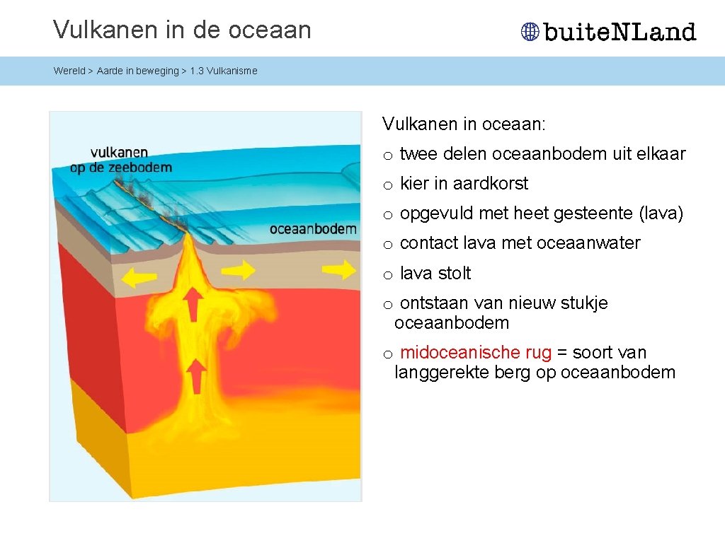 Vulkanen in de oceaan Wereld > Aarde in beweging > 1. 3 Vulkanisme Vulkanen
