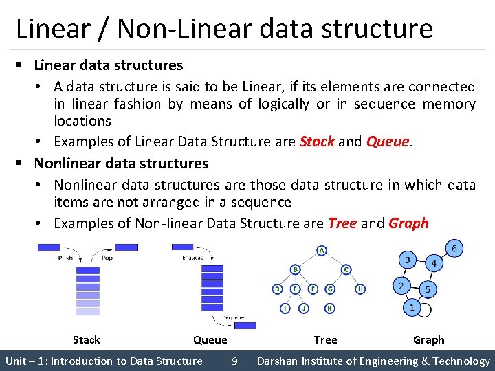 Linear / Non-Linear data structure § Linear data structures • A data structure is