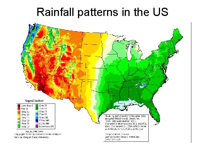 Rainfall patterns in the US 