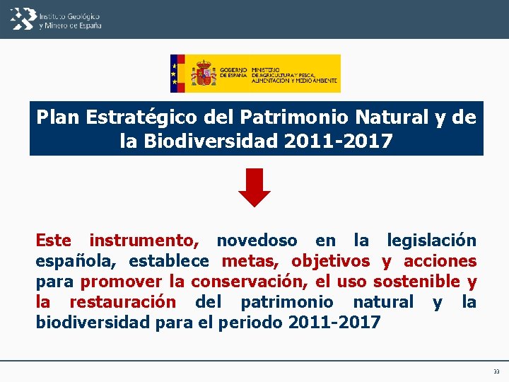 Plan Estratégico del Patrimonio Natural y de la Biodiversidad 2011 -2017 Este instrumento, novedoso