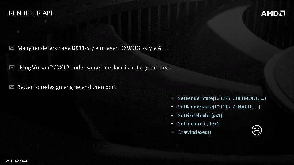 RENDERER API Many renderers have DX 11 -style or even DX 9/OGL-style API. Using RENDERER API Many renderers have DX 11 -style or even DX 9/OGL-style API. Using