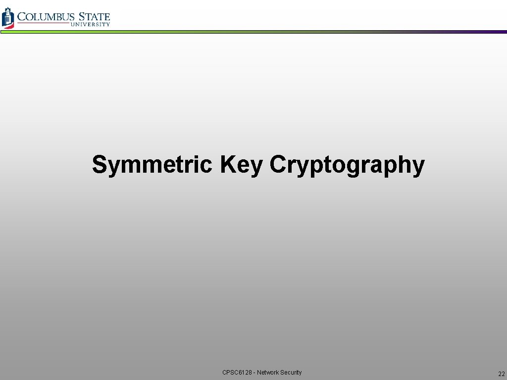 Symmetric Key Cryptography CPSC 6128 - Network Security 22 