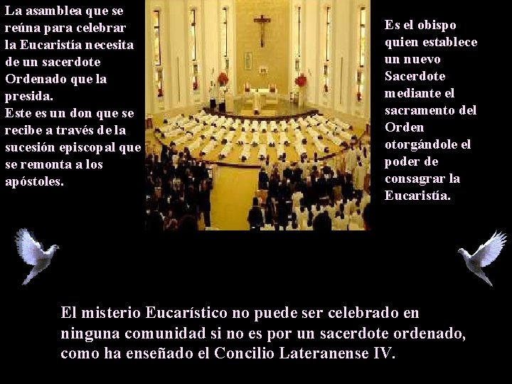 La asamblea que se reúna para celebrar la Eucaristía necesita de un sacerdote Ordenado