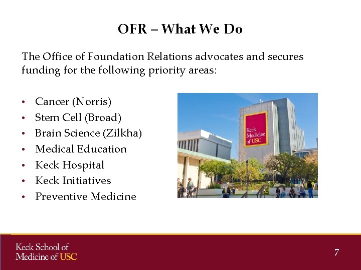 OFR – What We Do The Office of Foundation Relations advocates and secures funding OFR – What We Do The Office of Foundation Relations advocates and secures funding