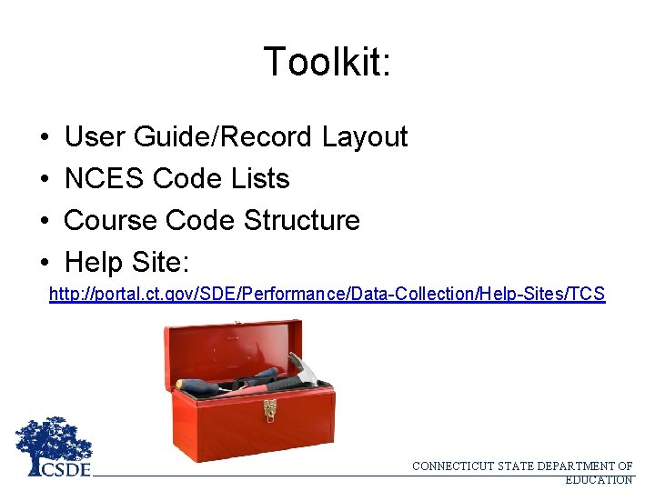 Toolkit: • • User Guide/Record Layout NCES Code Lists Course Code Structure Help Site: