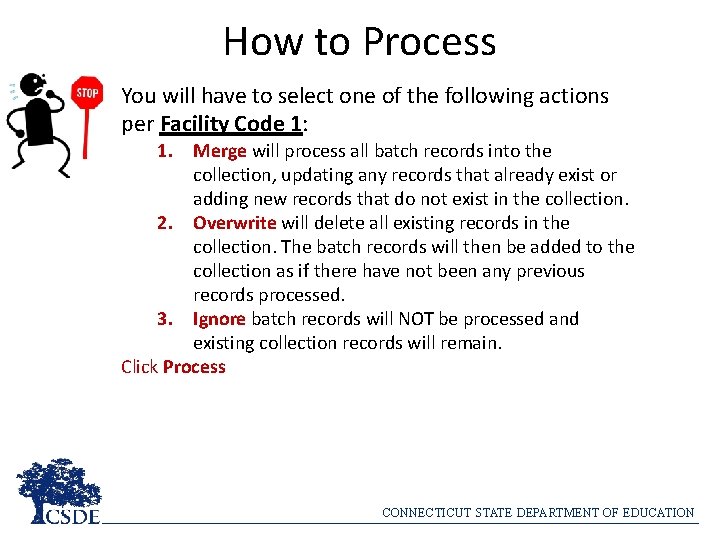 How to Process You will have to select one of the following actions per