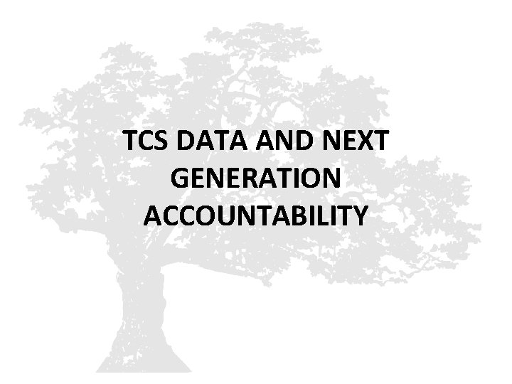 TCS DATA AND NEXT GENERATION ACCOUNTABILITY 