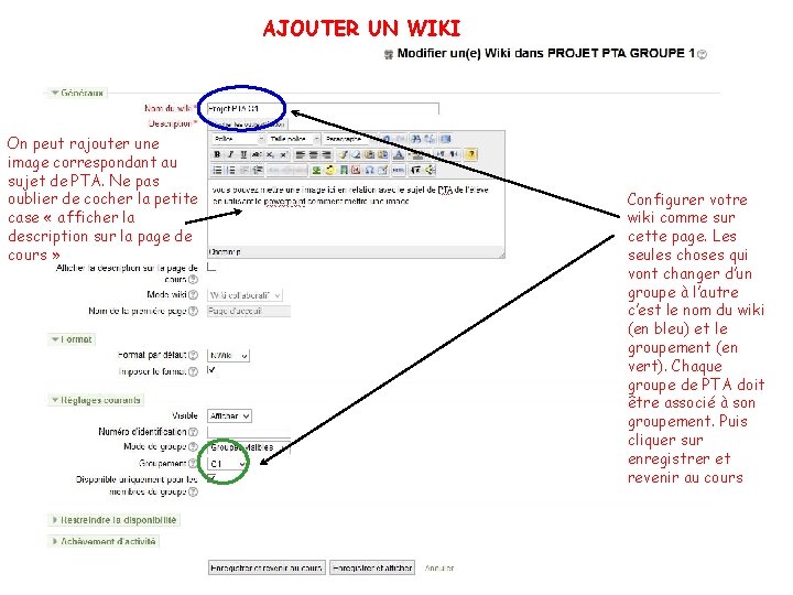 AJOUTER UN WIKI On peut rajouter une image correspondant au sujet de PTA. Ne