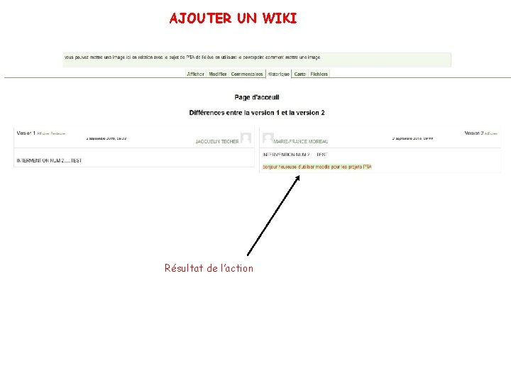 AJOUTER UN WIKI Résultat de l’action 