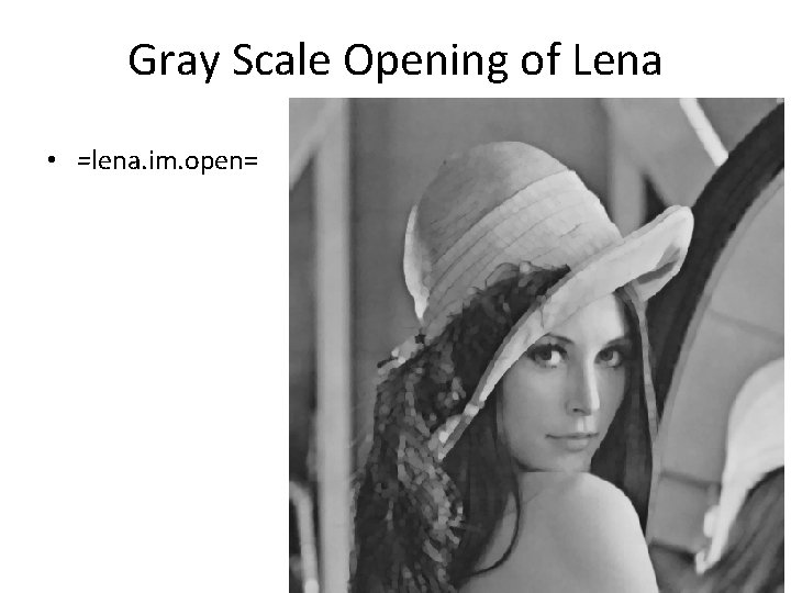 Gray Scale Opening of Lena • =lena. im. open= 