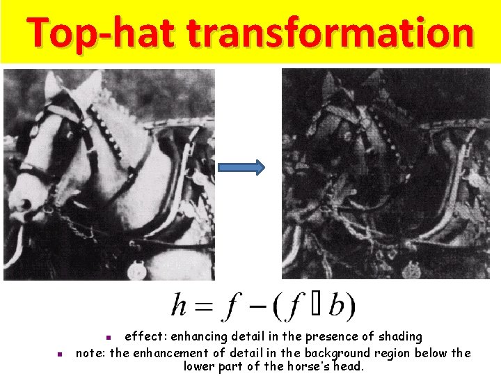 Top-hat transformation effect: enhancing detail in the presence of shading note: the enhancement of