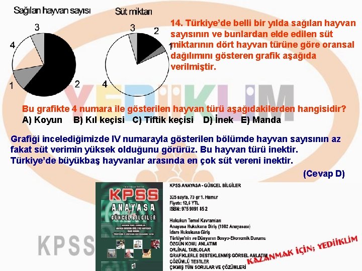 14. Türkiye’de belli bir yılda sağılan hayvan sayısının ve bunlardan elde edilen süt miktarının