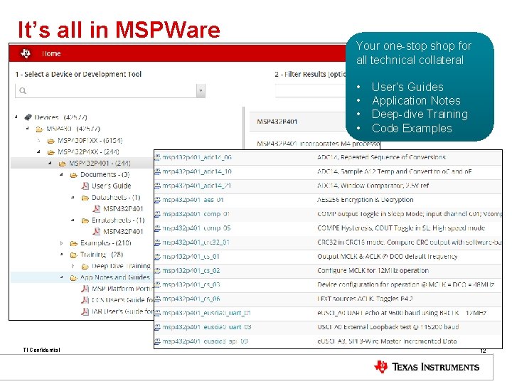 It’s all in MSPWare Your one-stop shop for all technical collateral • • TI