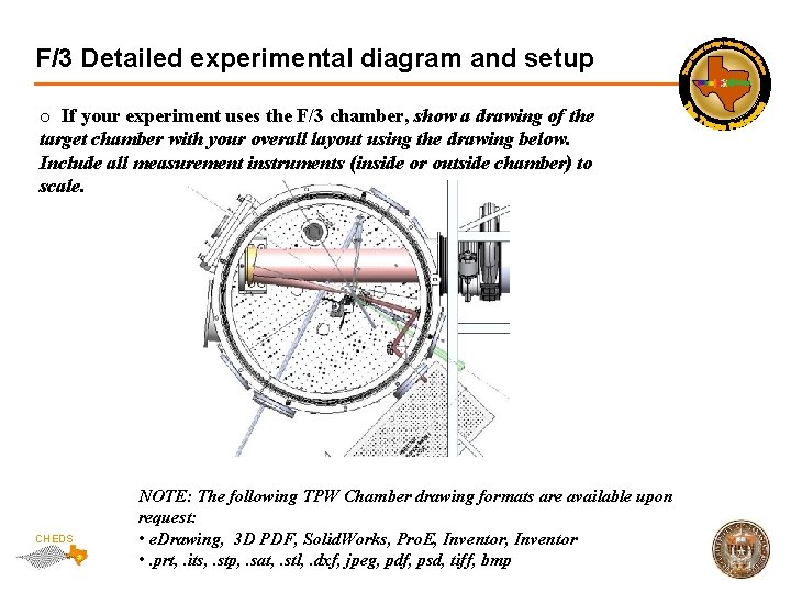 F/3 Detailed experimental diagram and setup o If your experiment uses the F/3 chamber,