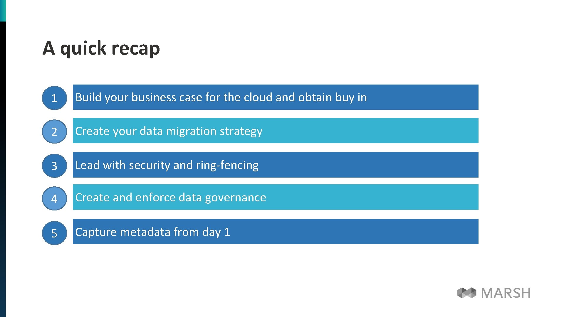 A quick recap 1 Build your business case for the cloud and obtain buy