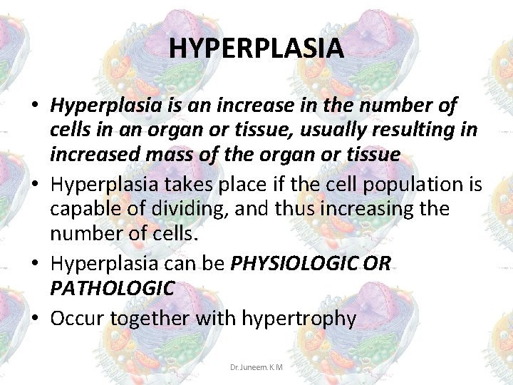 HYPERPLASIA • Hyperplasia is an increase in the number of cells in an organ HYPERPLASIA • Hyperplasia is an increase in the number of cells in an organ