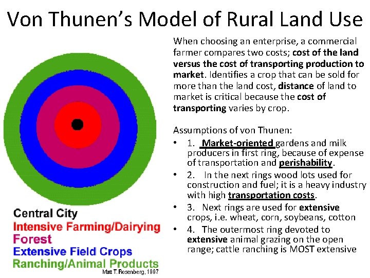 Von Thunen’s Model of Rural Land Use When choosing an enterprise, a commercial farmer