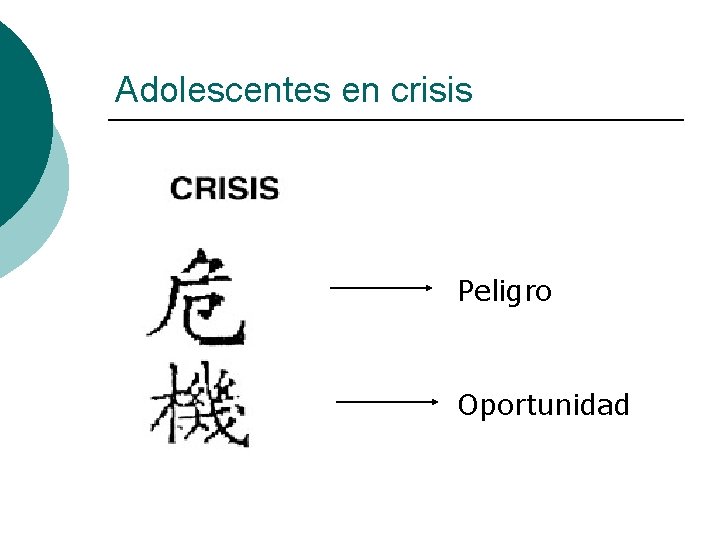 Adolescentes en crisis Peligro Oportunidad Adolescentes en crisis Peligro Oportunidad