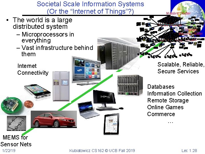 Societal Scale Information Systems (Or the “Internet of Things”? ) • The world is