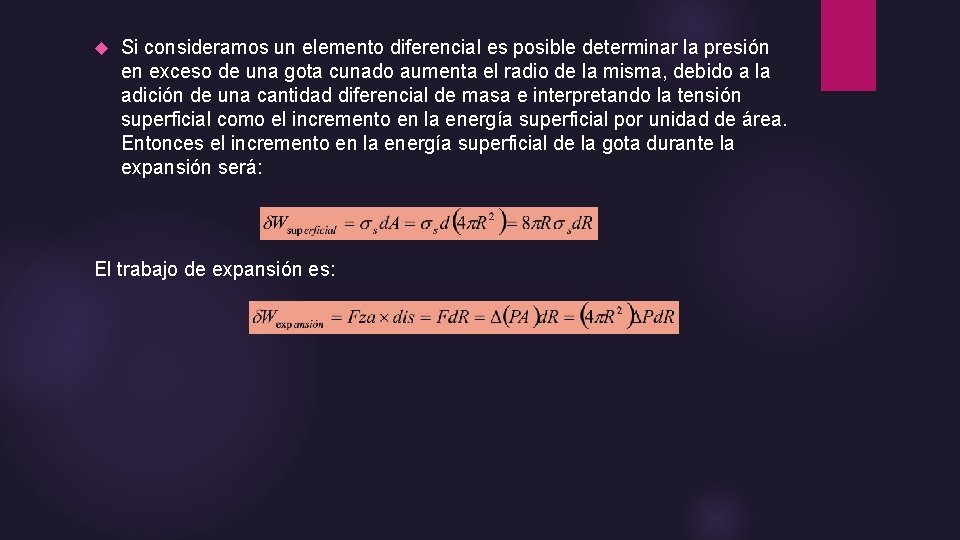 Si consideramos un elemento diferencial es posible determinar la presión en exceso de Si consideramos un elemento diferencial es posible determinar la presión en exceso de