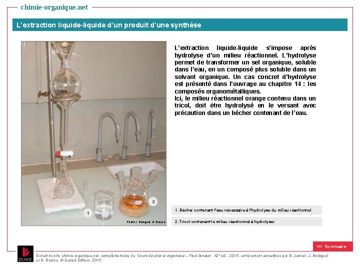 chimie-organique. net L’extraction liquide-liquide d’un produit d’une synthèse L’extraction liquide-liquide s’impose après hydrolyse d’un