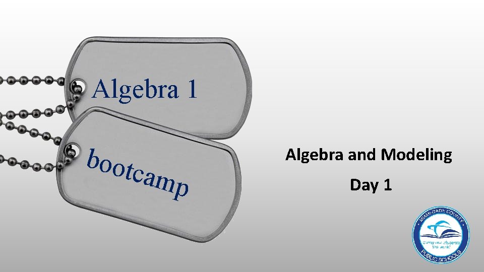 Algebra 1 boot camp Algebra and Modeling Day 1 
