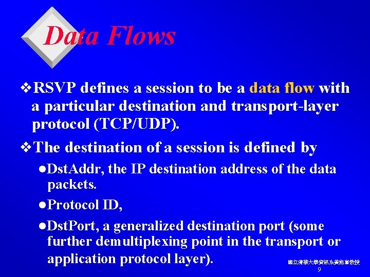 Data Flows v. RSVP defines a session to be a data flow with a