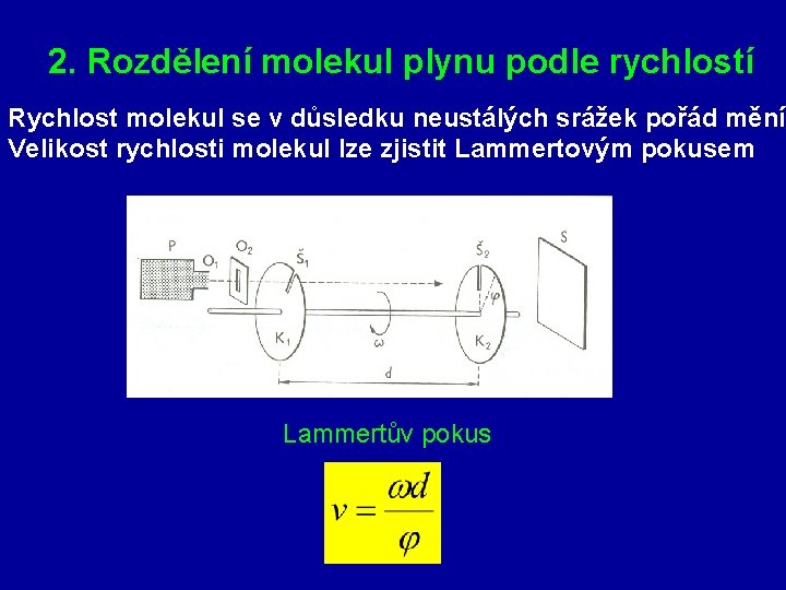 2. Rozdělení molekul plynu podle rychlostí Rychlost molekul se v důsledku neustálých srážek pořád