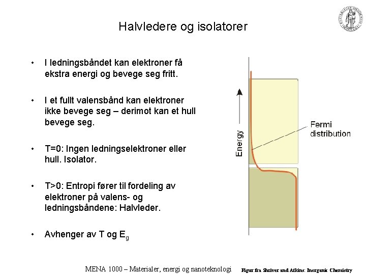 Halvledere og isolatorer • I ledningsbåndet kan elektroner få ekstra energi og bevege seg