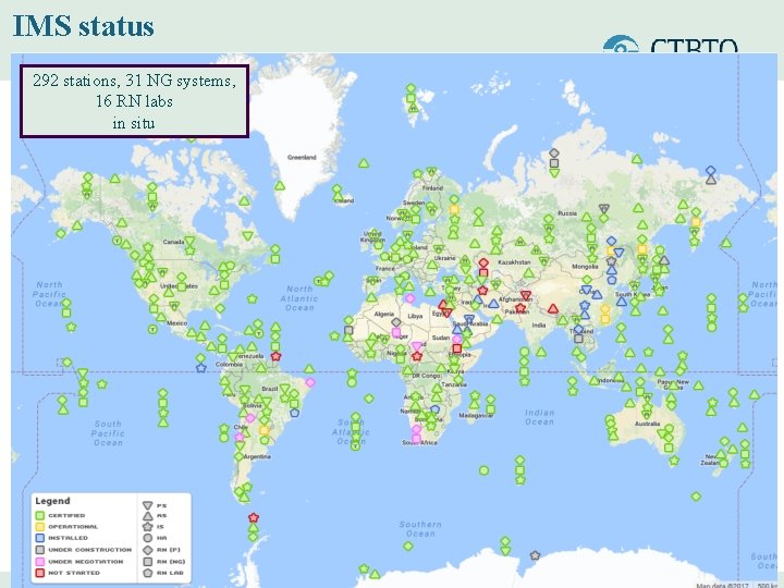 IMS status IMS – Current status 292 stations, 31 NG systems, 16 RN labs