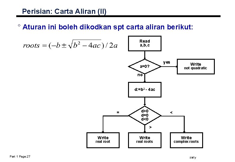 Perisian: Carta Aliran (II) ° Aturan ini boleh dikodkan spt carta aliran berikut: Read