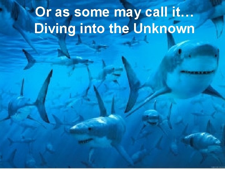 Or as some may call it… Diving into the Unknown 