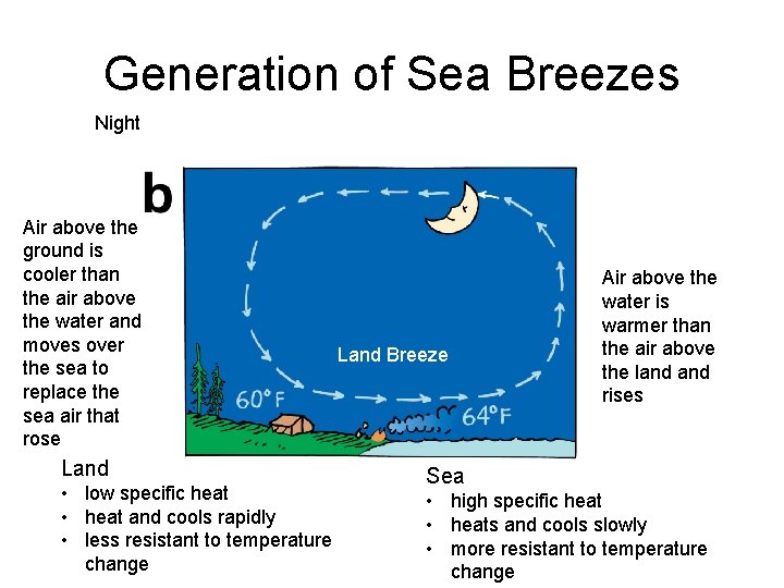 Generation of Sea Breezes Night Air above the ground is cooler than the air