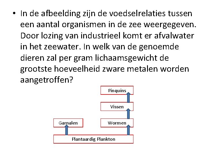  • In de afbeelding zijn de voedselrelaties tussen een aantal organismen in de