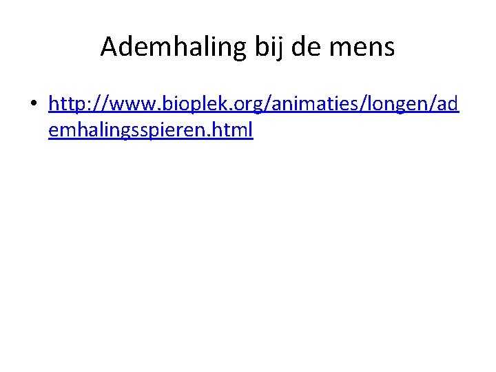 Ademhaling bij de mens • http: //www. bioplek. org/animaties/longen/ad emhalingsspieren. html 