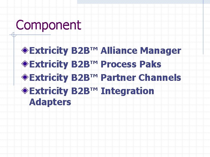 Component Extricity B 2 B™ Alliance Manager Extricity B 2 B™ Process Paks Extricity