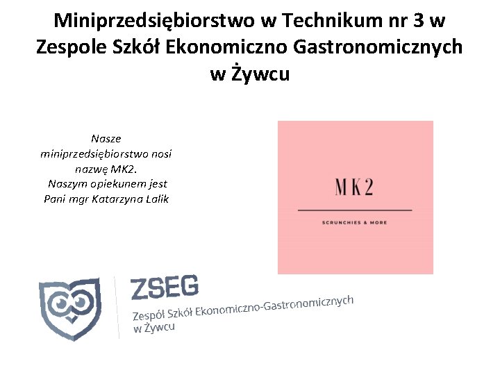 Miniprzedsiębiorstwo w Technikum nr 3 w Zespole Szkół Ekonomiczno Gastronomicznych w Żywcu Nasze miniprzedsiębiorstwo