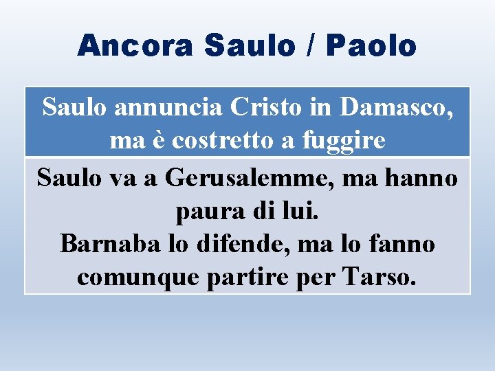 Ancora Saulo / Paolo Saulo annuncia Cristo in Damasco, ma è costretto a fuggire