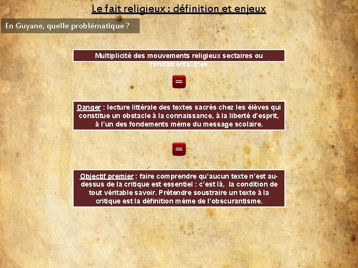 Le fait religieux : définition et enjeux En Guyane, quelle problématique ? Multiplicité des