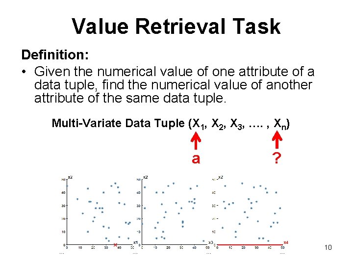 Value Retrieval Task Definition: • Given the numerical value of one attribute of a Value Retrieval Task Definition: • Given the numerical value of one attribute of a