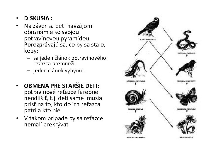  • DISKUSIA : • Na záver sa deti navzájom oboznámia so svojou potravinovou