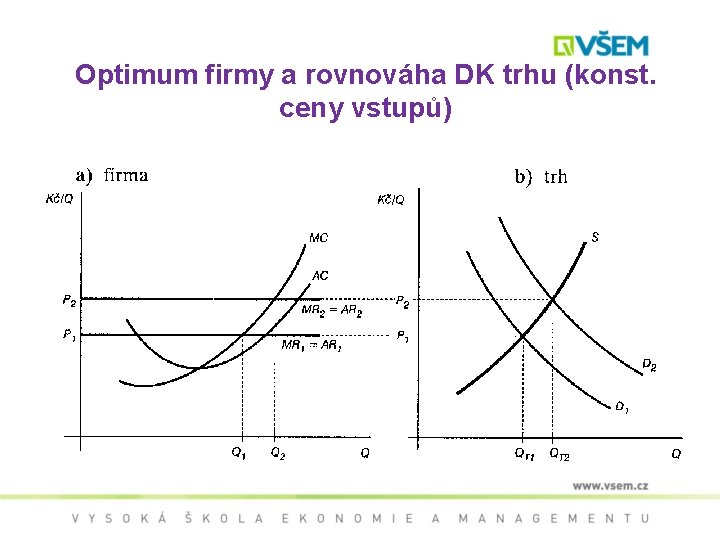 Optimum firmy a rovnováha DK trhu (konst. ceny vstupů) 