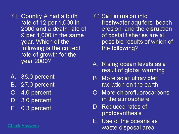 71. Country A had a birth rate of 12 per 1, 000 in 2000 71. Country A had a birth rate of 12 per 1, 000 in 2000