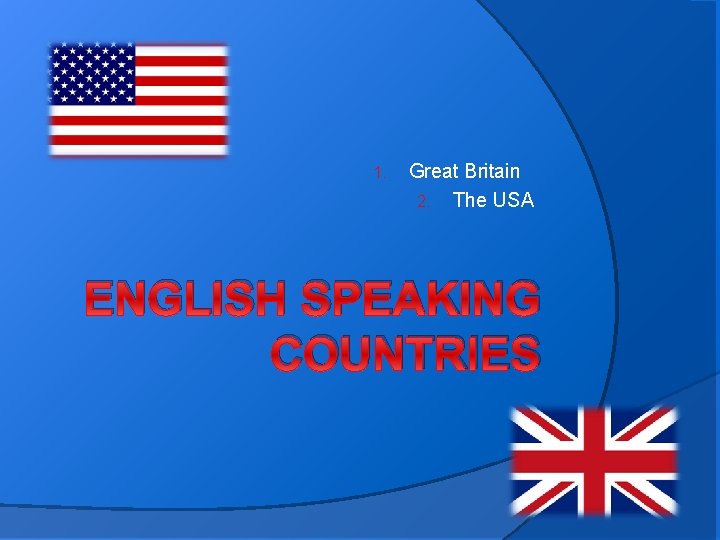 1. Great Britain 2. The USA ENGLISH SPEAKING COUNTRIES 