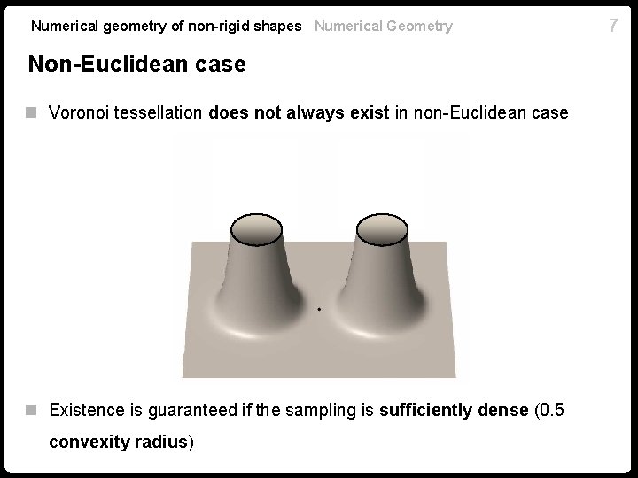 Numerical geometry of non-rigid shapes Numerical Geometry Non-Euclidean case n Voronoi tessellation does not