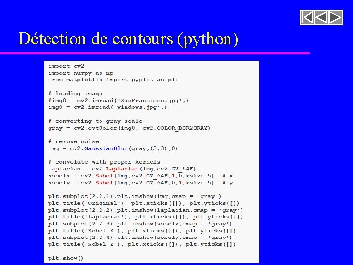 Détection de contours (python) 